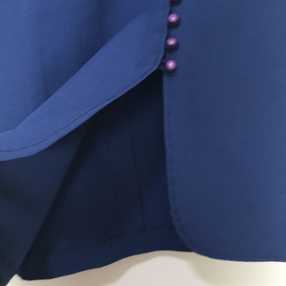 VINTAGE Niki blue High waisted pencil skirt button slit sz S/M - Picture 4 of 11